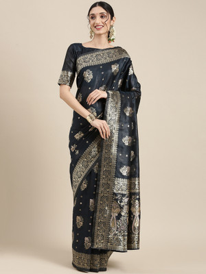 Divastri Woven Banarasi Silk Blend Saree(Grey)