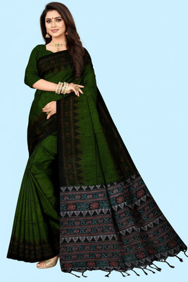 DUGGE FASHION Printed Sambalpuri Pure Cotton Saree(Multicolor)