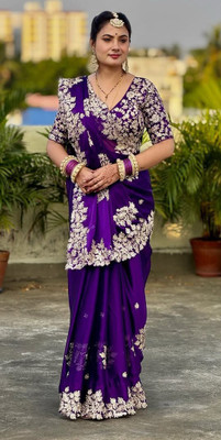 Brahmani Creation Embroidered Bollywood Georgette Saree(Purple)