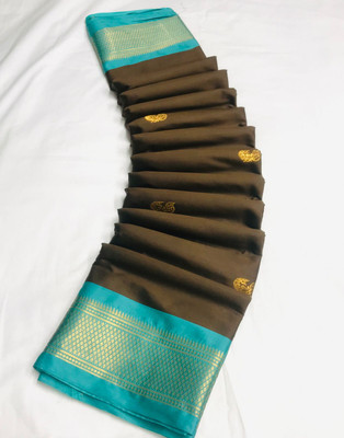 EBAAD TEXTILE Woven Paithani Cotton Silk Saree(Brown)
