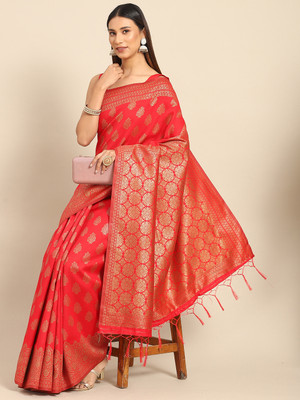 Divastri Woven Banarasi Silk Blend Saree(Red)