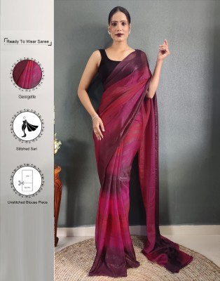 Samah Solid/Plain, Ombre, Embellished Bollywood Georgette, Chiffon Saree(Pink, Purple, Black)