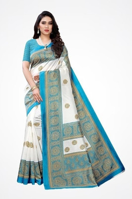 HouseOfCommon Printed Mysore Pure Silk Saree(Light Blue)