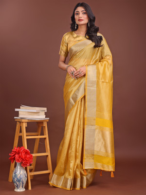Tasrika Woven Kanjivaram Organza Saree(Yellow)