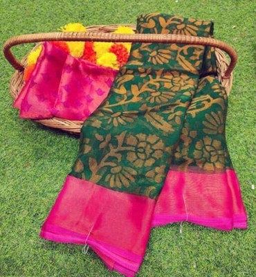 Sanjana Silk Woven Daily Wear Georgette Saree(Green)