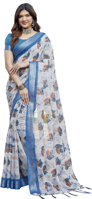 Priyashi Printed Mysore Cotton Silk Saree(Blue)