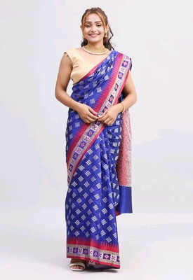 rgsaree Woven Banarasi Satin Saree(Dark Blue, Gold)