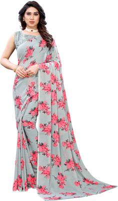 shiv textiles Printed Bollywood Georgette Saree(Grey)