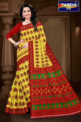 kalyani nx Printed Sambalpuri Pure Cotton Saree(Yellow)