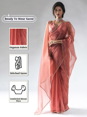 Sareemall Embellished Bollywood Organza Saree(Pink)