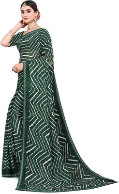 vdc Self Design Bollywood Georgette Saree(Green, White)
