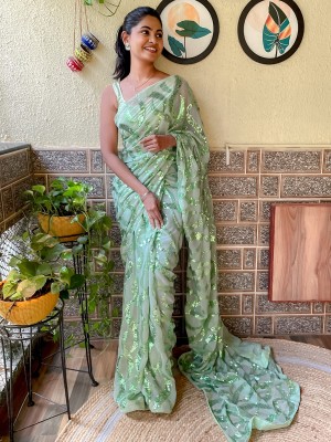 Sareemall Embellished Bollywood Georgette Saree(Light Green)