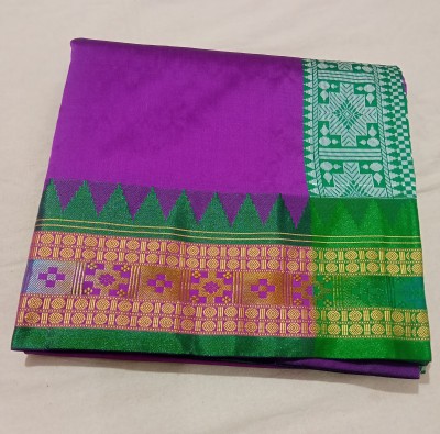 Maju Temple Border, Solid/Plain Sambalpuri Art Silk, Silk Blend Saree(Magenta)