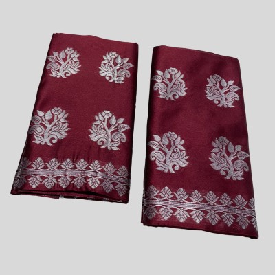 kamdar Woven Mekhela Chador Polyester, Silk Blend Saree(Maroon)