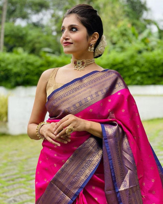 JATADHAR FAB Self Design Banarasi Jacquard Saree(Pink)