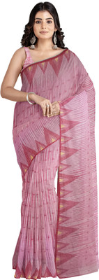 nebadita Solid/Plain Tant Handloom Pure Cotton Saree(Red)