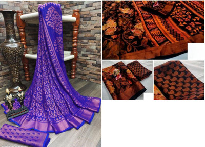Sita Floral Print Bollywood Brasso Saree(Pack of 2, Multicolor)