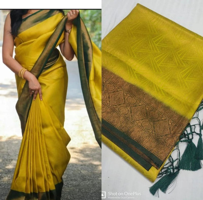 Divastri Self Design Banarasi Viscose Rayon Saree(Yellow)