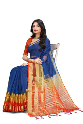 Aarunika LGF Woven Bollywood Organza Saree(Light Blue)