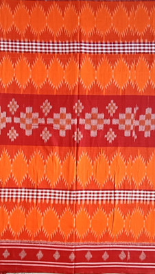 DK FASHION Printed, Self Design Sambalpuri Pure Cotton Saree(Maroon, Orange)