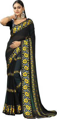 nirmal creation Self Design Bollywood Satin Saree(Black)