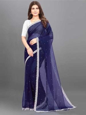 AAMONASTHA Self Design Bollywood Net Saree(Dark Blue)