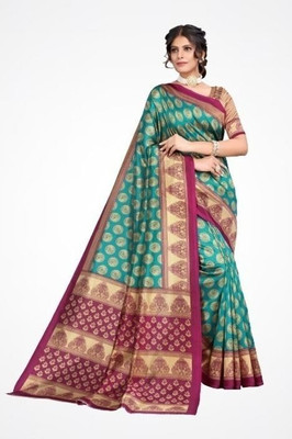 Moda Rapido Printed Banarasi Lycra Blend Saree(Light Blue)