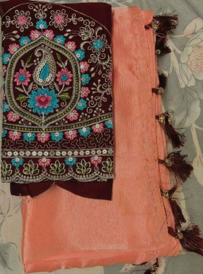 aamya fashion Solid/Plain Bollywood Pure Silk Saree(Pink)