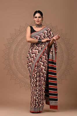 Shiv Clothing Printed Handloom Pure Cotton Saree(Multicolor)