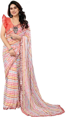 RAJESHWAR FASHION Printed, Embroidered Bollywood Georgette Saree(Multicolor)