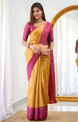 fosgen etp Self Design Kanjivaram Pure Silk Saree(Brown)