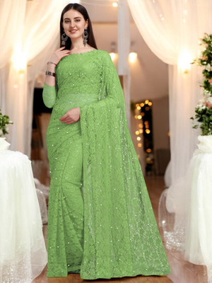 NORAFLEXx Printed Bollywood Brasso Saree(Green)