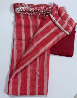 Asha Anandmay Associates Striped Bandhani Georgette Saree(Red)