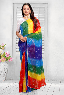 NESHVI ENTERPRISE Printed Bollywood Georgette Saree(Multicolor)