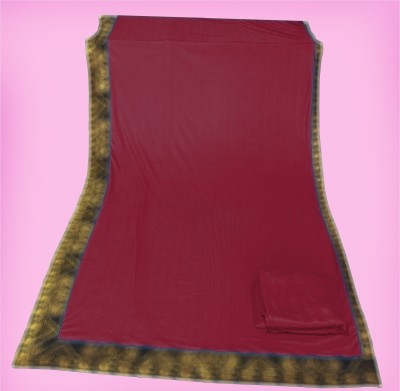 Anugrah Textile Solid/Plain Banarasi Lycra Blend, Chiffon Saree(Pink)