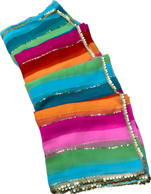 MINE CHOICE Printed, Self Design, Striped Leheria Georgette Saree(Multicolor)