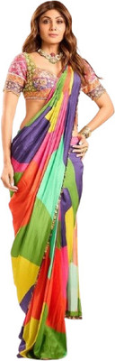 PRATYAMFASHION Digital Print Bollywood Chiffon Saree(Multicolor)