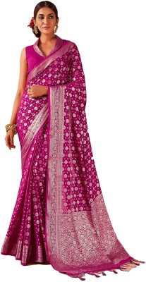 PALKISAREE Printed Banarasi Georgette Saree(Magenta)