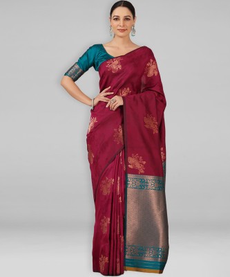 Divastri Paisley, Woven Banarasi Silk Blend, Jacquard Saree(Purple)