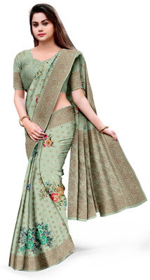 DHARMRAJ ENTERPRISE Digital Print Banarasi Crepe Saree(Light Green)