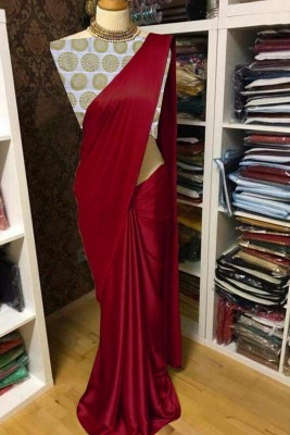 Arpita Fashion Solid/Plain Bollywood Pure Silk Saree(Maroon)