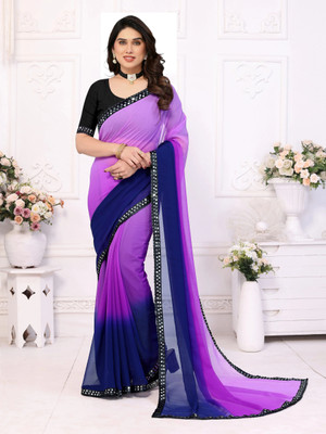 NESHVI ENTERPRISE Tie-Dye Bollywood Georgette Saree(Purple)