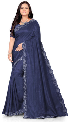 MAMTAIMPEX Self Design Bollywood Georgette Saree(Dark Blue)