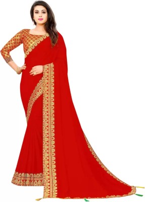 Luna fashion Printed Bollywood Jacquard Saree(Red)