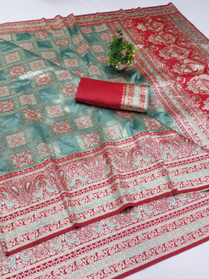 Ratnavali Woven Patola Pure Silk, Art Silk Saree(Grey)