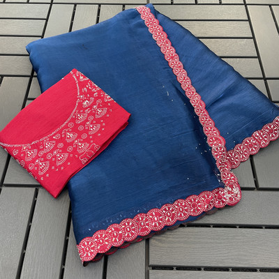 VarniRaaj Fashion Embellished, Embroidered Bollywood Art Silk Saree(Pink)