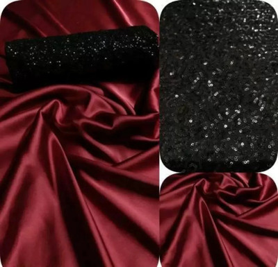 LITIRTHFAB Embellished Bollywood Satin Saree(Maroon)