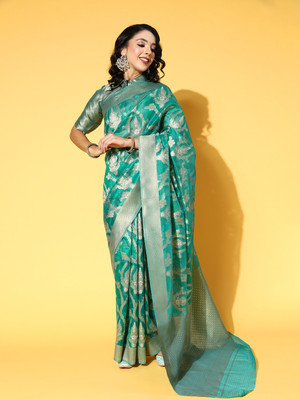Divastri Printed Bollywood Silk Blend Saree(Light Green)