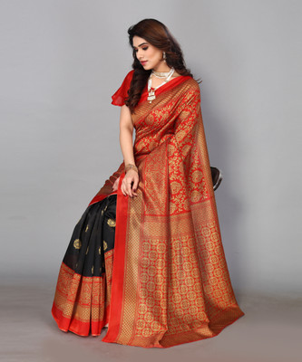 Priyashi Printed Bollywood Art Silk Saree(Black)
