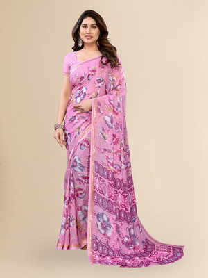 Moda Rapido Printed Bollywood Georgette Saree(Pink)
